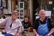 Devi Bragalini, Marko Derganc, Sandi Pavlin on the set of Morje v času mrka (2008).