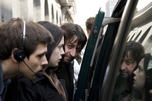 Aleš Belak, Nina Ivanišin Janežič, Marko Šantić na snemanju filma Slovenka (2009).