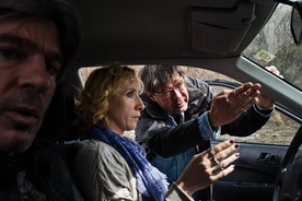 Senad Bašić, Mojca Funkl, Miroslav Mandić on the set of Adria Blues (2013).