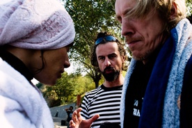 Emil Cerar, Jan Cvitkovič, Medea Novak on the set of Arheo (2011).