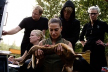 Emil Cerar, Irena Gatej, Medea Novak on the set of Arheo (2011).