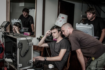 Marko Brdar, Tomaž Grdjan, Matjaž Kramar on the set of Kaj ti je film (2013).