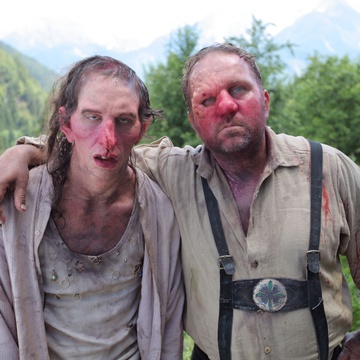 Jurij Drevenšek, Lotos Vincenc Šparovec on the set of Idila (2015).