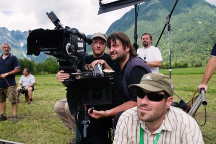Aleš Belak, Simon Tanšek on the set of Gremo mi po svoje (2010).