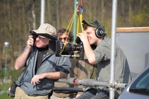 Rok Biček, Simon Tanšek, Robert Remškar na snemanju filma Lov na race (2009).