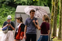 Katja Predan on the set of Štuk (s.d.).