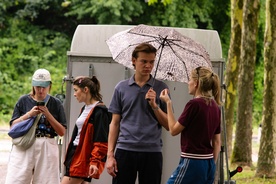 Katja Predan na snemanju filma Štuk (s.d.).