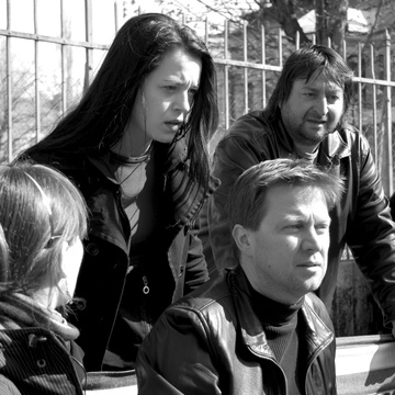 Aleš Belak, Nina Ivanišin, Damjan Kozole na snemanju filma Slovenka (2009).