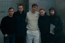 Jurij Drevenšek, Leon Döhner, Simon Schneckenburger, Nico Schrenk, Jonas Smulders on the set of Skin on Skin (2024).