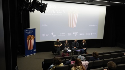 Klemen Dvornik, Jasna Pintarič, Lev Predan Kowarski, Petra Vidmar (I) na dogodku Kino Slovenija.