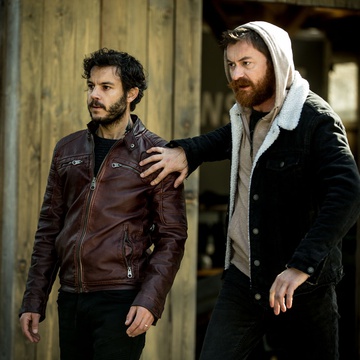 The poster for Nekoč so bili ljudje (s.d.). In this photo:  Francesco Borchi, Moamer Kasumović