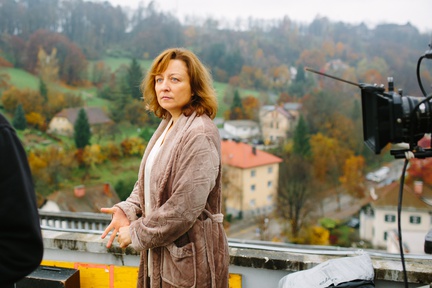 Nataša Barbara Gračner na snemanju filma Všečkana (2015).