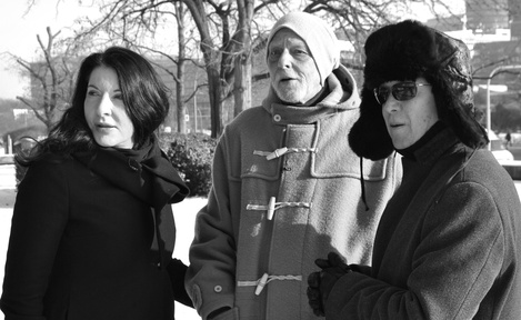 Marina Abramović, Damjan Kozole, Frank Uwe Laysiepen on the set of Projekt: rak (2013).