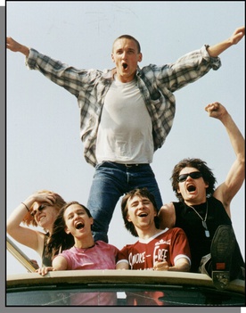 Primož Bezjak, Marko Mandić, Katarina Stegnar on the set of Barabe! (2001).