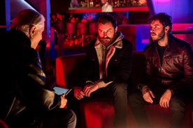 Francesco Borchi, Moamer Kasumović, Boris Cavazza na snemanju filma Nekoč so bili ljudje (2021).