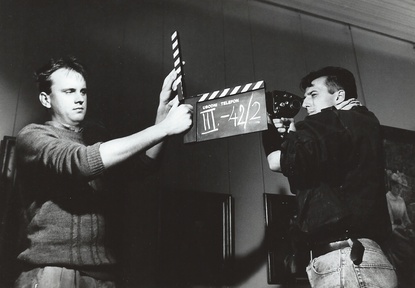 Vinci Vogue Anžlovar, Danijel Hočevar na snemanju filma Usodni telefon (1987).