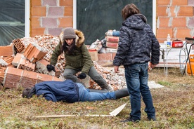 Aleksandra Balmazović, Julij Kump, Vladimir Vlaškalić on the set of Niko (2017).