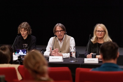 Bojan Labović, Tjaša Smrekar, Veronika Zakonjšek na dogodku 29. Festival slovenskega filma.