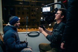 Jure Stušek na snemanju filma Tudi jaz vidim (2019).