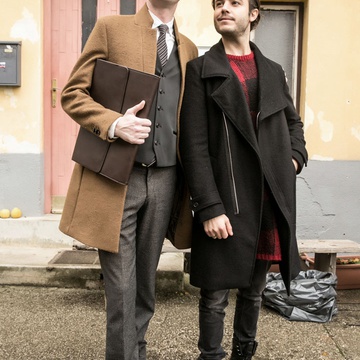 Francesco Borchi, Moamer Kasumović on the set of Fountain (2017).