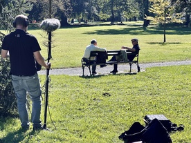 Franček Jauk on the set of Mnogoboj Leona Štuklja (2024).
