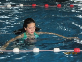 Merisa Porić na snemanju filma Plavanje (2014).