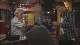 Matej Puc, Vojko Zidar, Damir Leventić v filmu Klanec siromakov (2017).