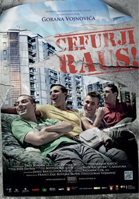 The poster for Čefurji raus! (2013). In this photo:  Dino Hajderović, Jernej Kogovšek, Benjamin Krnetić, Ivan Pašalić