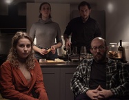 Andraž Jug, Suzana Krevh, Lara Maria Vouk, Tines Špik na snemanju filma Zemljo krast (2025).