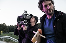 Debora Vrizzi, Davide del Degan na snemanju filma Una nuova vita (2019).