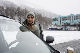 Julia Akkermans on the set of Pink Moon (2022).