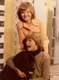 Matjaž Gruden na snemanju filma Sreča na vrvici (1977).