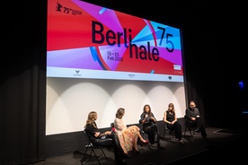 Premiera Kaj ti je deklica (2025). Dogodek: 75. Berlinale. Na fotografiji: Urška Djukić, Jara Sofija Ostan, Lev Predan Kowarski, Mina Švajger. 