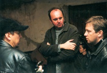 Danijel Hočevar, Damjan Kozole on the set of Rezervni deli (2003).