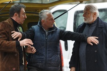 Boris Cavazza, Branko Đurić (I) na snemanju filma Igor in Rosa (2019).