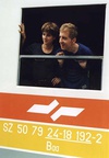 Gregor Baković, Barbara Cerar on the set of Ekspres, ekspres (1997).
