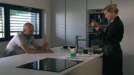 Boris Ostan, Judita Zidar v filmu Vroča lazanja (2014).