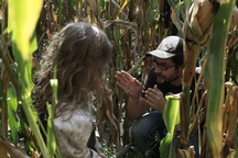 Miha Knific na snemanju filma Lovec oblakov (2009).