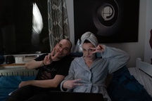 Jan Fabris, Maša Grošelj on the set of Voajerka (2024).