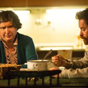 Moamer Kasumović, Jasna Žalica on the set of Nekoč so bili ljudje (s.d.).