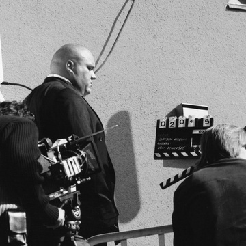 Primož Petkovšek, Andrej Štritof na snemanju filma Porno film (2000).