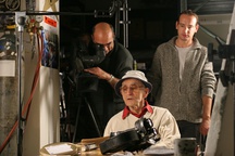Jurij Gruden, Radovan Čok, Edi Šelhaus na snemanju filma Edi Šelhaus: Bil sem zraven (2007).
