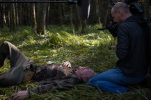 Kristoffer Joner na snemanju filma Odrešitev (s.d.).