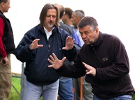 Rajko Grlić, Slobodan Trninić on the set of Karaula (2006).