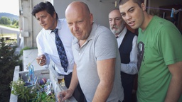 Meto Jovanovski, Benjamin Krnetić, Peter Musevski, Sebastijan Starič v filmu Čefurji raus! (2013).
