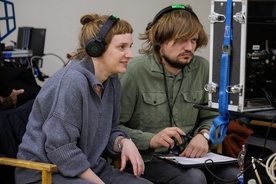 Žiga Divjak, Katarina Morano on the set of S pogledom na morje (s.d.).