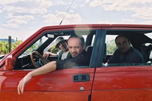 Ludvik Bagari, Emil Cerar, Pepi Radonjič na snemanju filma Odgrobadogroba (2005).