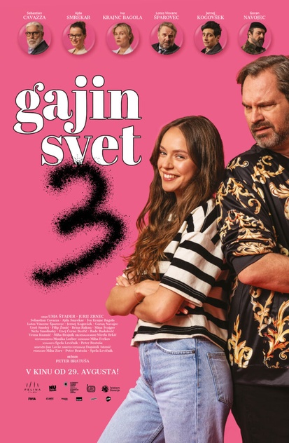 Plakat: Gajin svet 3 (2026). Na fotografiji: Jurij Zrnec, Uma Štader