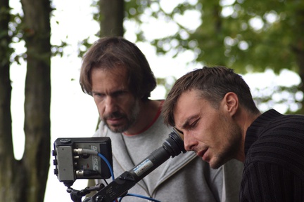 Marko Brdar, Vlado Škafar na snemanju filma Oča (2010).