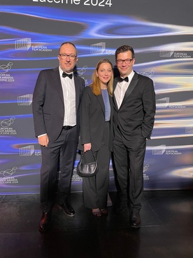 Noëlle Lévénez, Nebojša Slijepčević, Boštjan Virc na dogodku EFA - European Film Academy.